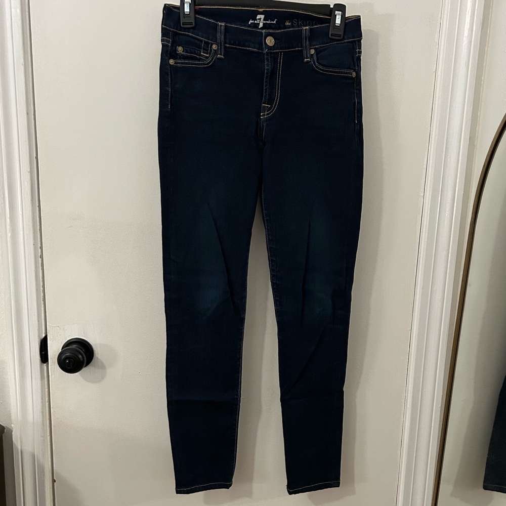 7 For All Mankind Women’s he Skinny Jeans Blue Denim Stretch 27 Classic